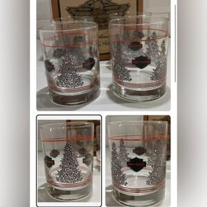 Harley Davidson B&S Vintage Christmas Tumbler Glasses, set of 4